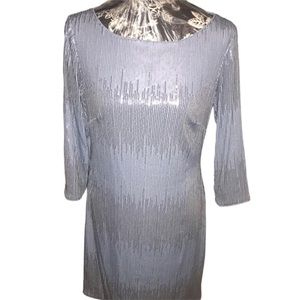 Vince Camuto size 10 blue sequin dress 3/4 sleeve above the knee back ziip
